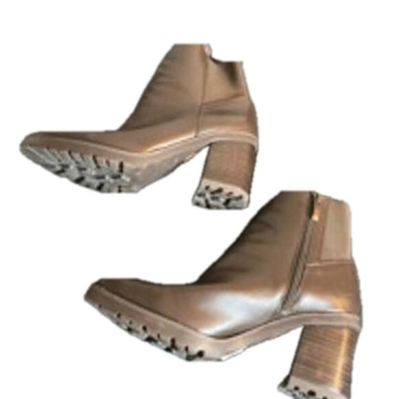Franco Sarto Brown Ankle Boots Tallon Block Heel Zip 7.5M - Picture 6 of 8